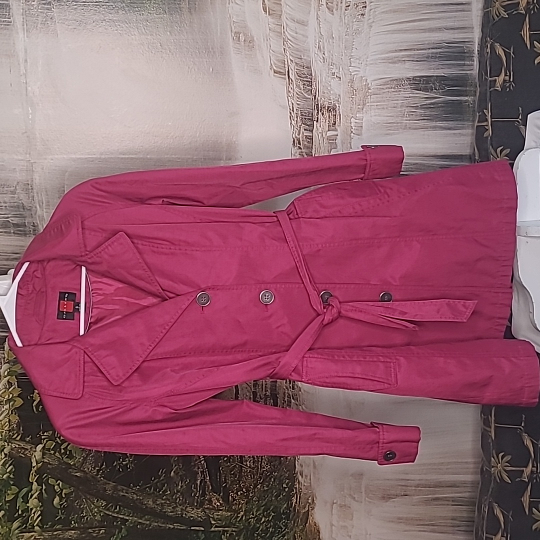 Gallery Womens Small Pinkish Purple Stylish Preppy Trench Pea Coat With Hood